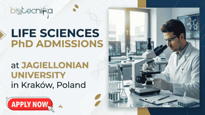 Biology PhD Admissions at Jagiellonian University in Kraków, Poland. Masters in Life Science Candidates, Apply Now & Earn PLN 3,500 Per Month.