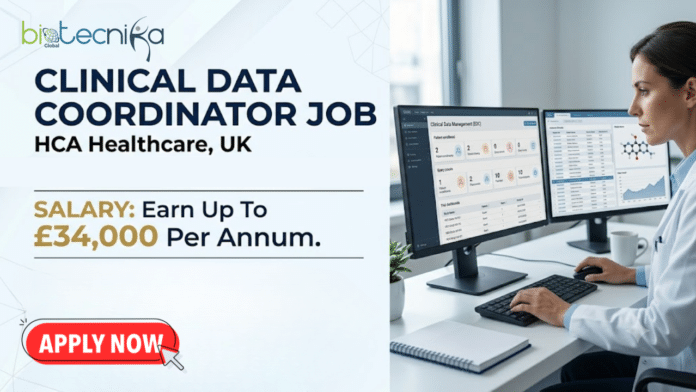 Clinical Data Coordinator Job at HCA Healthcare. Biological Sciences Candidates, Apply Now & Earn Upto £34,000 Per Annum. Job in the UK.