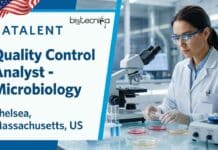 Microbiology QC Job at Catalent, USA | With Salary Upto $75,000 annually, Apply Now Looking for a microbiology QC job? Apply for the Quality Control Analyst I – Microbiology position at Catalent in Chelsea, Massachusetts.