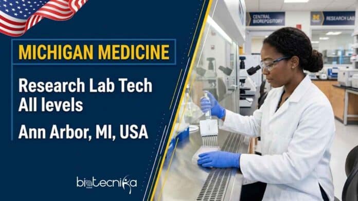 Apply for a research lab technician job at Michigan Medicine in Ann Arbor, USA. Full-time molecular biology research opportunity with excellent career growth and benefits.