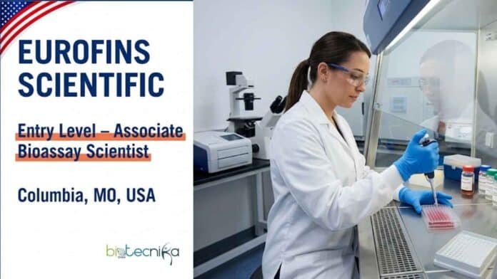 Looking for an entry level biology job? Eurofins Careers is hiring an Associate Bioassay Scientist in Columbia, MO. Apply for this scientist job in US today.