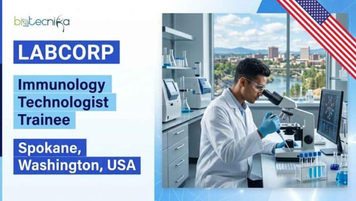 Apply for a biology trainee job at Labcorp as an Immunology Technologist Trainee in Spokane, Washington. Explore Labcorp careers and benefits.
