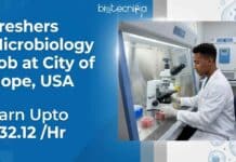 Freshers Microbiology Job at City of Hope, USA | Apply Now For Research Associate Role & Earn Upto $32.12 per hour Explore a Freshers Microbiology Job as a Research Associate at City of Hope in USA. Apply Now! Get an Opportunity To Earn Upto $32.12 Per Hr.