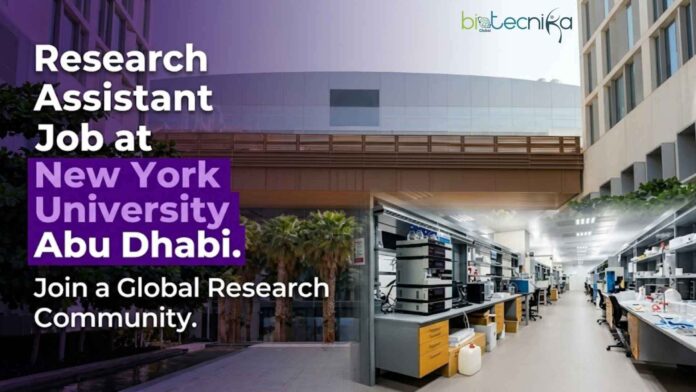 Research Assistant Job at New York University Abu Dhabi. Biology Candidates, Apply Now For Research Fellowship in Abu Dhabi.