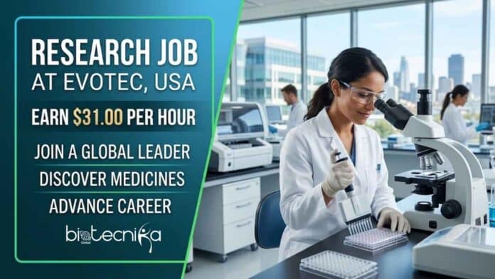 Research Job at Evotec. Apply Now For Laboratory Associate Role & Earn $31.00 Per Hour. Job Opportunity in the USA.