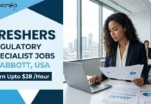 Freshers Regulatory Specialist Jobs at Abbott, USA | Biology Candidates, Apply Now & Earn Upto $28 /Hour Explore Freshers Regulatory Specialist Jobs at Abbott. Join a Leading Healthcare Company in the USA. Earn Upto $28 /Hour.