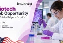 Biotech Job Opportunity at Bristol Myers Squibb in the USA | Apply & Earn Upto $30.70 per hour Bioprocess Associate Position at Bristol Myers Squibb | Apply Now