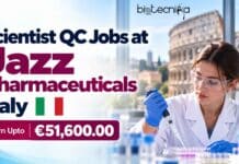 Scientist QC Job at Jazz Pharmaceuticals, Italy | Biology Candidates Apply Online & Earn Upto €51,600 Scientist QC job at Jazz Pharmaceuticals in Italy. Check eligibility, QC duties, GMP skills, & Earn Upto €51,600. Apply Now.