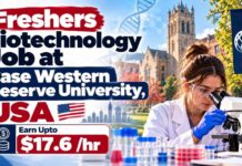 Freshers Biotechnology Job at Case Western Reserve University, USA | Apply Now For Research Assistant Role, & Earn Upto $17.6 /hr Explore a Biotechnology Job in USA at Case Western Reserve University. Freshers can apply for a Research Assistant 1 role at $17.65/hour.