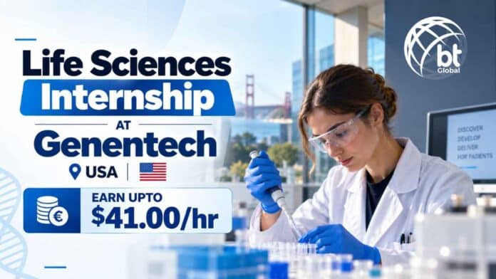 Life Sciences Internship at Genentech, USA. 2027 Spring Intern. Eligibility, CE-SDS laboratory work, pay of $41 per hour, and apply.