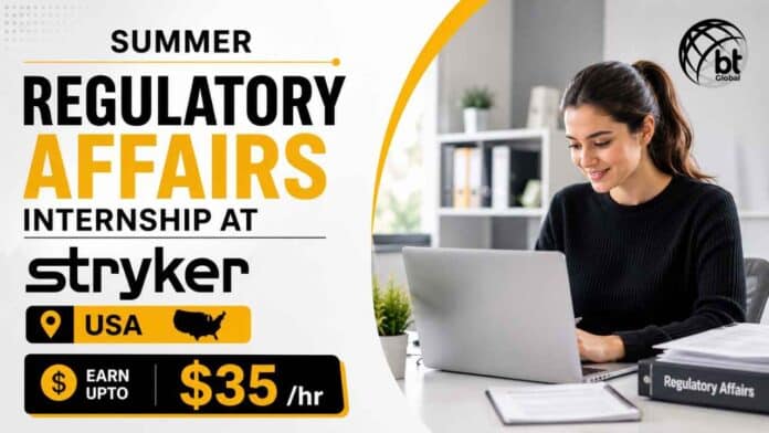 Apply for the Stryker regulatory affairs internship in Fremont, California, for Summer 2027. Eligible students can earn upto $35 per hour.