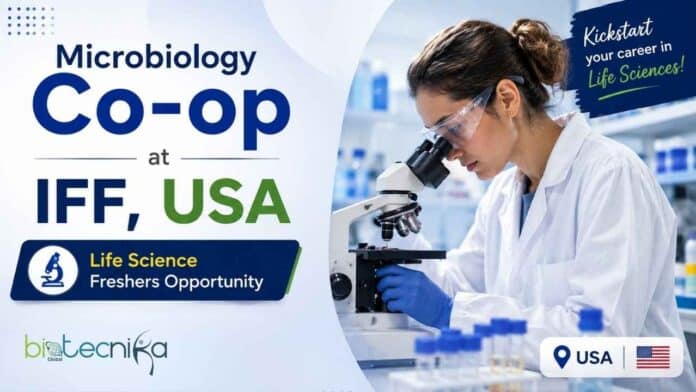 Microbiology Co-op at IFF in Wilmington, DE. Check eligibility, lab skills, research duties and apply now by 18 September 2026.