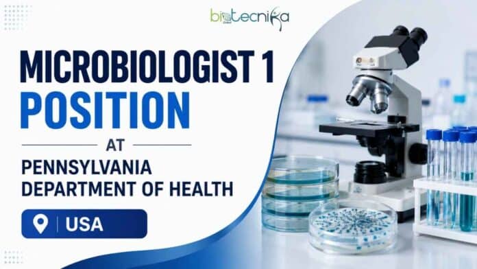 Microbiologist 1 position at the Pennsylvania Department of Health: eligibility, public health laboratory duties, and how to apply online.